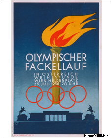 1936 Olympic Games poster to mark the torch passing through Vienna on its way to Berlin - IOC Olympic Museum  /Allsport